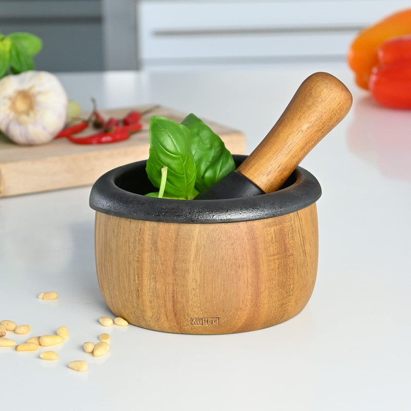 AdHoc MO20 CRUSH Pestle & Mortar | Cast Iron/Acacia Wood