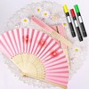 9pcs Handheld Paper Fans Folding, Pink DIY Bamboo Handmade Fans