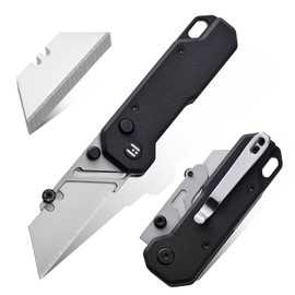 Vectron Folding Utility Knife, 2.36" SK2 Blade(Included extra 10pcs) Pocket Knife with Pocket Clip for Men Women EDC Box Cutters and Razor Knife for Home Office Warehouse Black