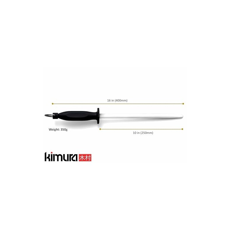Kimura Professional Ceramic Honing Rod, 10 inch Honing Steel, Ceramic