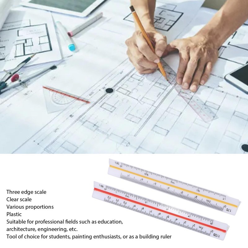 Architectural Scale Ruler, 2Pcs Six Ratios Architectural Scale Ruler Set,