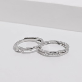 Meissa Einzigartiges Paar-Ring-Set für Herren und Damen, 925 Sterling Silber Zierlicher Blätterringe passende Versprechensringe größenverstellbarer Brautschmuck, Set aus zwei Ringen