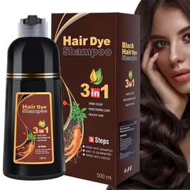 Cosmpro Dark Brown Hair Dye Shampoo for Women Men 3 in 1 for Gray Coverage Hair Color Shampoo