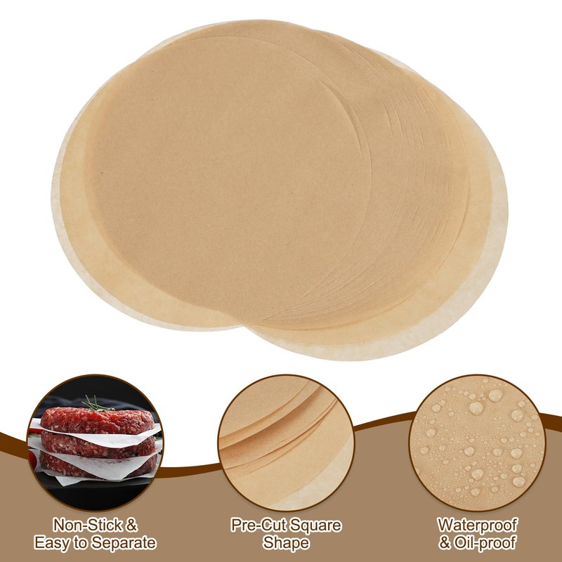 sourcing map 100 Pcs Unbleached Parchment Paper Baking Sheets Rounds,