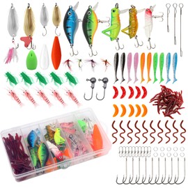 AMZSKU 116 Pieces Fishing Lures Mixed Including Spinner, VIB, Height Hooks, Single Hooks, Swivels, Pliers, Guides, etc. for Freshwater Saltwater Fishing