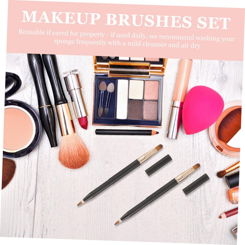 SAFIGLE Dual Ended Lip Brush Applicator Portable Retractable Lip Gloss