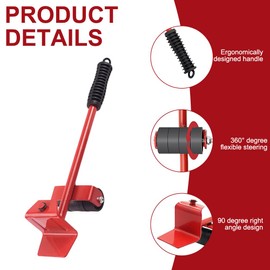 XPJBKC Heavy Duty Furniture Lifter and 4 Pcs Furniture Sliders Set, 360°Rotation Furniture Movers Wheels to Move Heavy Objects, Refrigerator, Sofa, Appliances, Easy and Safe Moving, 150 Kg Capacity