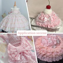 PH PandaHall 10 Yards Pink Ruffle Lace Ribbon Trim Pleated Lace Fabric Trim Ruffle Trim 6 cm Wide Double Layer Ruffled for Crafts Sewing Embellishments