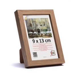 3-B Mega Picture Frame, Brown (Oak with Optically Soft Wood Grain) - 9 x 13 cm - Wooden Frame, Photo Frame, Portrait Frame with Acrylic Glass