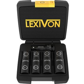 LEXIVON Lug Nut Impact Socket Set, 1/2-Inch Drive | Innovative 8-IN-4 Flip Socket Design, Covers Most Commonly Used Inch & Metric Wheel Nuts | Cr-Mo Steel = Full Impact Grade (LX-110)