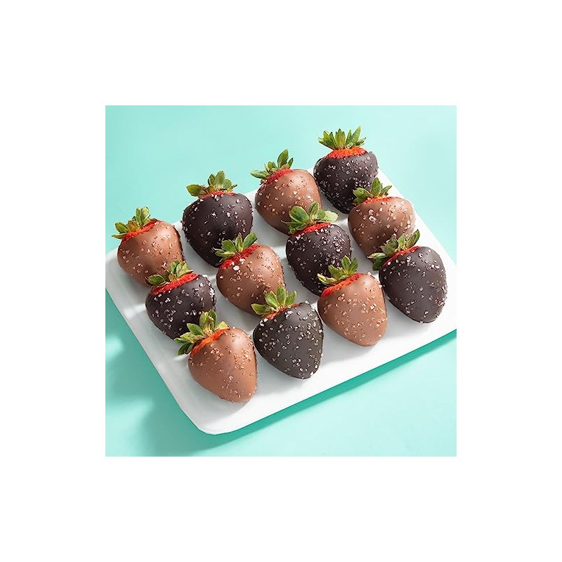 12 Milk & Dark Chocolatey Sea Salt Covered Strawberries by