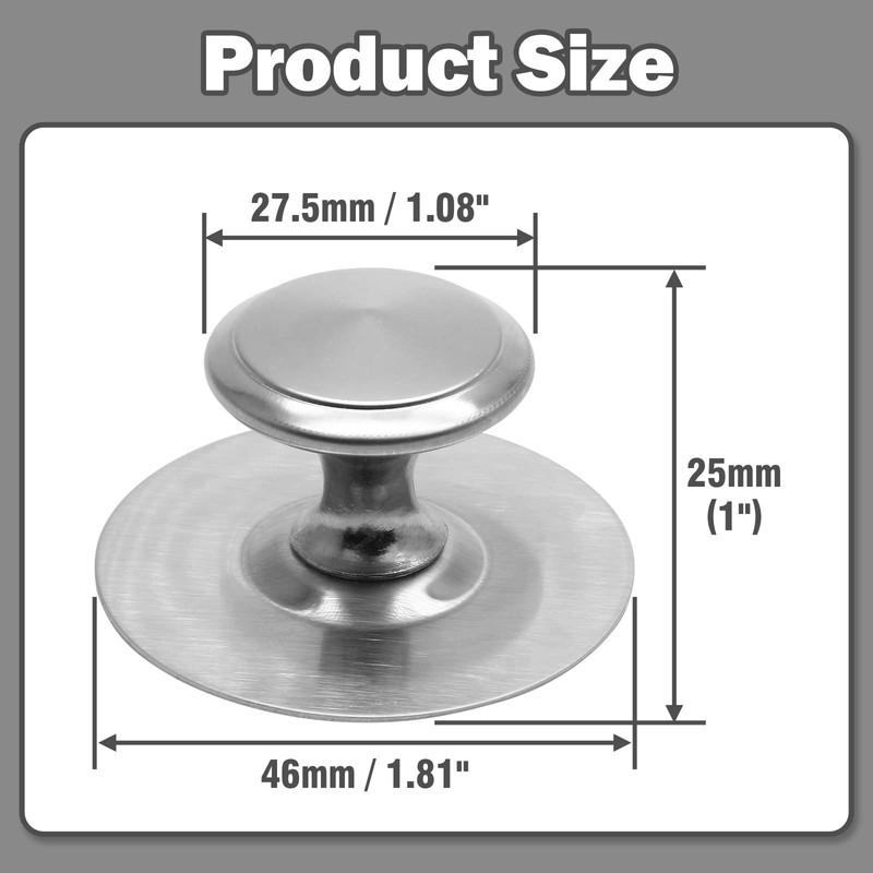 Uenhoy 4 Pcs Self-Stick Drawer Knobs Stainless Steel Cabinet Handle