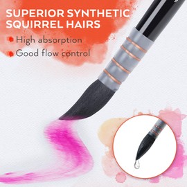 Nicpro Professional Watercolor Paint Brushes with Nylon Bag, 9PCS Mop Round Fine Tip Detail Paintbrush, Synthetic Squirrel Hair, Art Supplies Watercolor Set for Painting, Gouache, Oil - Black Silver