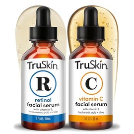 TruSkin Dúo De Sueros Faciales Suero De Vitamina C Y Retinol Para El Rostro. Set De Regalo Antiedad Para El Cuidado De La Piel Para Mujeres. Ayuda... 