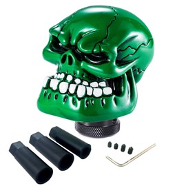 Arenbel Skull Gear Shift Knob Car Racing Handle Skeleton Shifter Lever Fit Most Manual Automatic Vehicles, Green