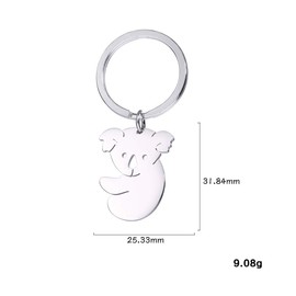 VASSAGO Stainless Steel Hollow Keychain, Cute Koala Bear Lovely Animal Charm Keychain for Handbag Decoration, Silver, W25/H32, Metal