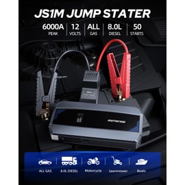 AUTOONE Car Jump Starter 6000A Battery Booster, Portable Battery Pack for All Gas 10L Diesel, 12V Jump Box with Smart Jumper Cable for Car Battery, Vehicle Lithium Starter, LCD Display, w/LED Light