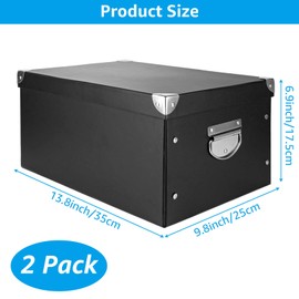 STARVAST 2 Pack Storage Boxes with Lids, Collapsible Decorative Storage Bins with Handles, Foldable Cardboard File Bin for Toy Organizer, Clothes, Cosmetic, Books, Office
