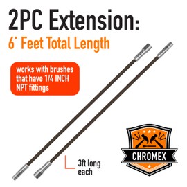 6-Foot Chimney Rod Extension Set - 2x3 Ft Durable Fiberglass Rods, 1/4" NPT Fittings