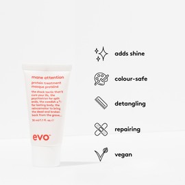 EVO Mane Attention Protein Treatment - Travel Size Intense Protein Rich Rinse Out Treatment, Deeply Moisturize Damaged & Color Treated Hair - 1.1fl.oz