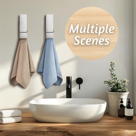 UVKDEENK 2 Pack Wood Towel Hooks for Bathroom, Farmhouse Bath Robe Towel Holder, Vintage Handmade Wooden Wall Mounted Towel Racks for Kitchen Home Storage Decor (White, L)