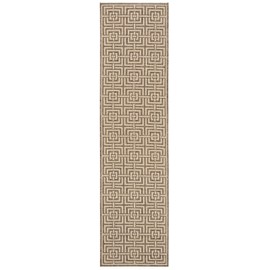 SAFAVIEH Beach House Collection 2'2" x 8' Beige/Cream BHS128D Geometric Indoor/ Outdoor Non-Shedding Easy Cleaning Patio Backyard Porch Deck Mudroom Runner Rug