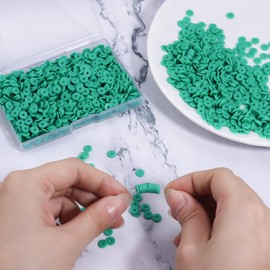 Hiswan 1000pcs Heishi Beads Lake Green Polymer Clay Beads for Jewelry Making Bracelets Necklace 6mm