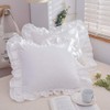Lemfux 100% Cotton Ruffle Pillow Shams, 18x18 inches White Euro