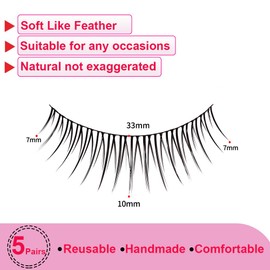 LASGOOS Pestañas Postizas De Uso Diario, Tiras Cruzadas Negras Finas De 7-10 Mm, Pestañas De Rizo Natural, Estilo Cómic Manga, Para Cosplay, En Forma De V, Para Bodas, Fiestas, Trabajo, Maquillaje De