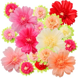 TaoBary 36 Pcs Large Colorful Tissue Paper Flowers 20" Giant Fiesta Paper Pom Poms Classroom Wall Decor Birthday Wedding Engagement Backdrop Centerpiece Tea Party Supplies (Pink,Beige,Light Orange)