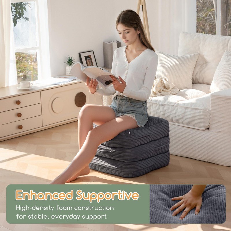 HIGOGOGO Pouf Ottoman Stuffed Square Modern Foam Filled Foot Rest