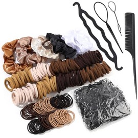 200 Ligas Gruesas/Fino para Cabello, 1000 Mini Bandas de Goma, 5 Círculos de Cabello Satinado, Juego de 4 Herramientas para Peinar, Ldeal para Mujeres y Niños (B)