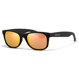 Black Sail Eyewear – wayfarer Frame UV400 7 Layer Polarized Sunglasses with Mirrored Lenses Women & Mens Sunglasses Polarized (Matte Black/Peach Mirror, Peach Mirror)