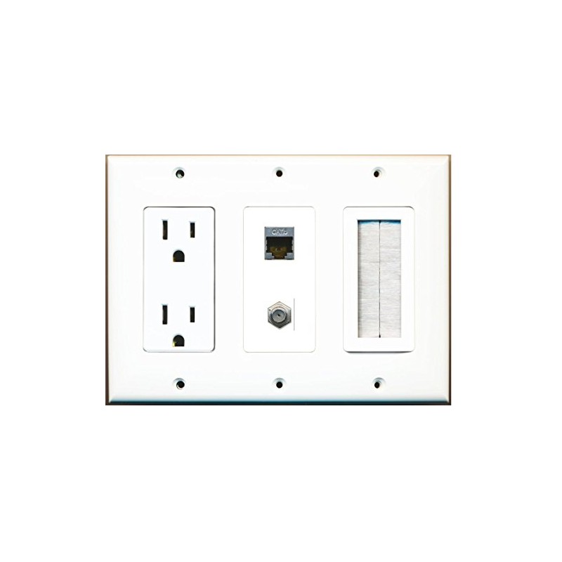 RiteAV - (3 Gang) 15A Power Outlet Mesh-Brush Coax Shielded
