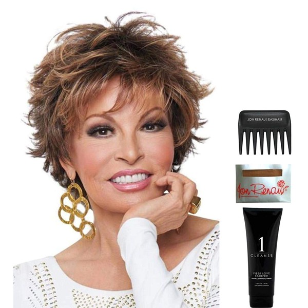 Bundle - 5 items: Voltage by Raquel Welch Wig, Christy's Wigs Q & A Booklet, Wig Shampoo, Wig Cap & Wide Tooth Comb (Color Selected: R1416T)