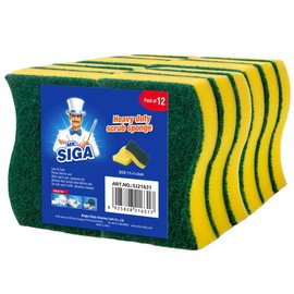MR.SIGA Heavy Duty Scrub Sponge, Pack of 12, Size:11 x 7 x 3 cm, 4.3" x 2.8" x 1.2"