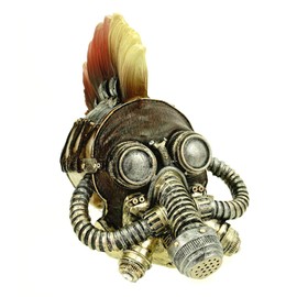 Vogler Fury Max 839-2710 Skull Steampunk Skull with Iro and Gas Mask 23 cm Gothic Skull Figure