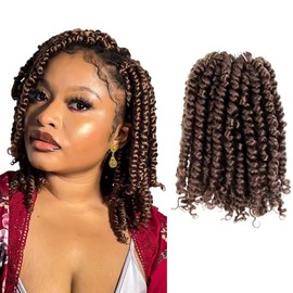 LOCSBYHAND 6 Inch Short Pre-looped/twisted Passion Twist Crochet Hair 4 Packs for Mixed-color Using (4 Packs, 30#/Medium Dark Brown)