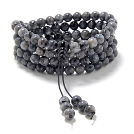 Stretchy Mala Wrist Wrap Yoga Bracelet with 108 Healing Mala Prayer Buddha Beads, Stone
