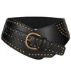 JasGood Women's Vintage Wide Elastic Belt Rivets Stretch Waist Belt