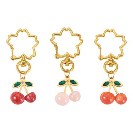 FASHEWELRY 3Pcs Cute Keychain for Women Rhinestone 3D Resin Cherry Bag Charms with Flower Swivel Snap Hook Clasp Mini Key Chain Accessories for Purse Charms Wallet Keychain Handbags