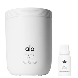 Alo Aura Diffuser + Chill & Unwind Oil | Essential Oil Diffuser & Cool Mist Humidifier | Quiet Operation | Covers 700 Sq. Ft | Up to 22 Hrs Runtime | for Home, Workout Studios, Classrooms |