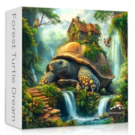 Sea Turtle Puzzles for Adults 1000 Pieces, Nature Fantasy Puzzle Featuring Giant Turtle with Treehouse Bird,Forest Animal Jigsaw Puzzles 1000 Pieces Scenic Landscape Puzzles