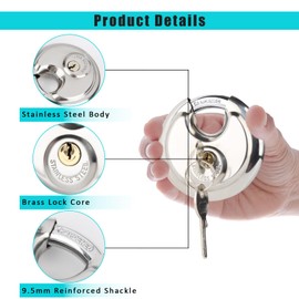 Disc Lock for Storage Unit 2-3/4"(70mm), Stainless Steel Keyed Padlock with Keys, Outdoor Waterproof Storage Lock for Storage Locker, Shed, Gate, Fence, Heavy Duty Discus Keyed Pad Lock