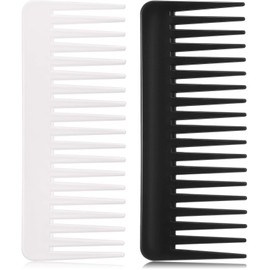 Peigne de Cheveux Démêlant Large Peigne à Dents Large pour Cheveux Bouclés, Peigne Démêlant sans Poignée Peigne de Coiffure de Shampoo (Black, White)