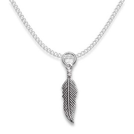 Heather Needham Sterling Silver Feather Necklace on 16" silver chain - Size: 20mm x 6mm Gift Boxed. 8043/16