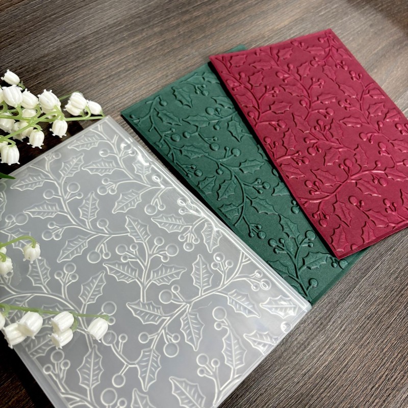 DIYology 3D Christmas Leaves Embossing Folders for Card Making, 3