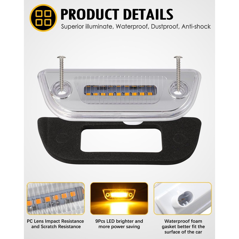 Partsam 5pcs 9 LED Cab Light Truck Trailer Cab Marker