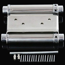 POWERTOOL Stainless Steel Spring Hinge, 2pcs Double Action Spring Hinge Silver Self Closing for Saloon Cafe Door Shop Swing Door（3 inch）