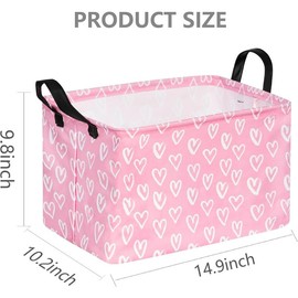 Rectangular Valentines Basket Pink Love Storage Bin Collapsible Heart  Hamper Valentine's Gift Baskets Empty for  Women  Box Shelf Basket Room Decor